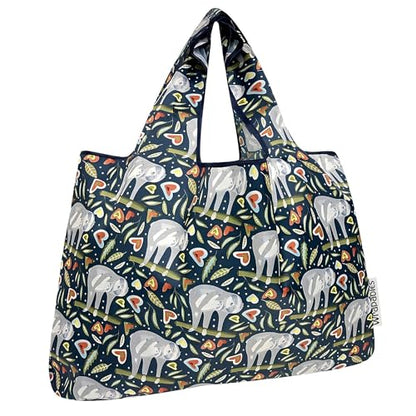 allydrew Large Foldable Tote Nylon Reusable Grocery Bags - color: Love Sloths
