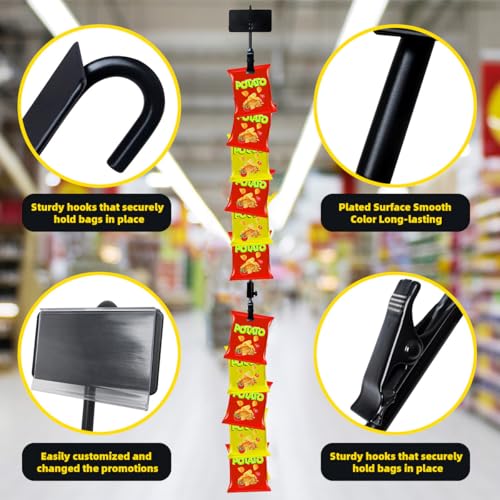 Hanging Merchandise Strips with Hooks Chip Display Rack Stands Potato Bag Holder 12 Clips for Retail Displaying Label Headers Greeting Card Party Vendors Snack Candy Portable Organizer Storage 6 Pack - style: 12 Chip 6 Pack