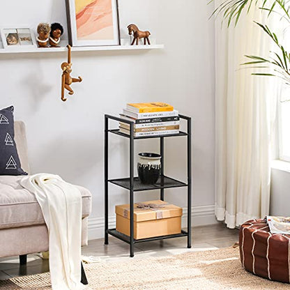 SONGMICS 3-Tier Storage Rack, Bathroom Shelf, Extendable Plant Stand - color: Black, size: 3 Tiers