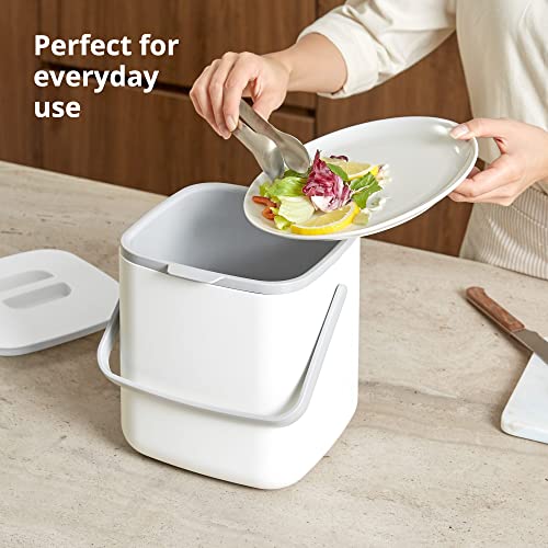 Blue Ginkgo Kitchen Compost Bin, 5L Countertop Compost Bin, Dark Grey - color: Gray, size: 1.32 gal / 5 L