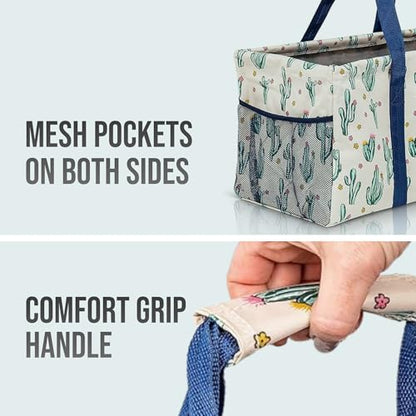 Extra Large Utility Tote Bag - Oversized Collapsible Beach Bag - Cactus - color: Cactus White