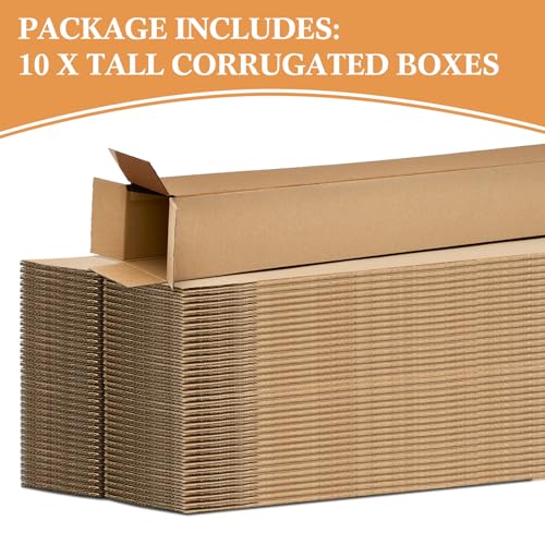 Qilery 10 Pcs 4 x 4 x 40 Inch Golf Club Shipping Boxes 4L x 4W x 40H Tall Corrugated Boxes Cardboard Long Golf Storage Box for Shipping, Packaging, Moving, Mailing, Home or Business - size: 4 x 4 x 40 in
