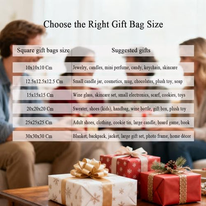Aosric 12 Pack 8"x8"x8" White Square Gift Bags with Tissue Paper - color: White