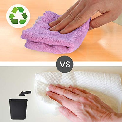kimteny Microfiber Dish Cloths for Washing Dishes 5 Pack, Purple-Grey - color: Purple-grey