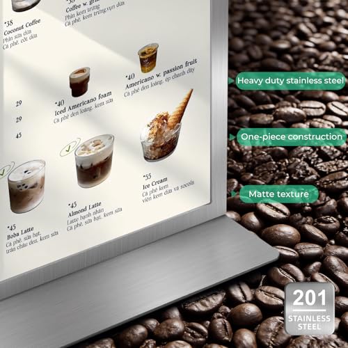2pack Tabletop 8.5"x11" Metal Acrylic Sign Holder with Stainless Steel T Shape Double Sided Menu Display Stand for Office Store Restaurant Hotels (Natural stainless steel) - color: Natural stainless steel