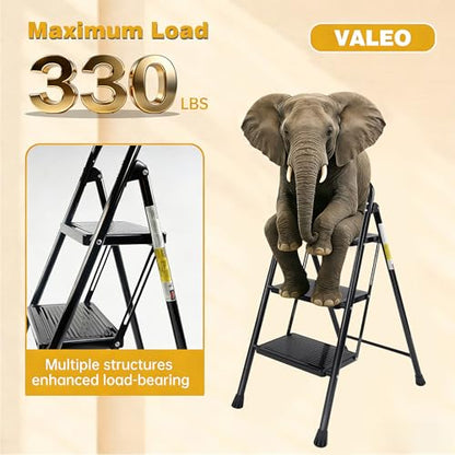Valeo 3 Step Ladder, Folding Step Stool with Wide Anti-Slip Pedal - style: 3 Step