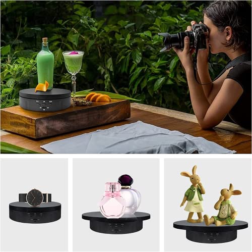 Qinmay 3 in 1 Rotating Display Stand with 5.9/7.08/8.66 inch Replacement Cover, 360 Degree Rotating Display Stand with Remote Control for Photography Products and Video Show,Max Load 22Lbs-Black