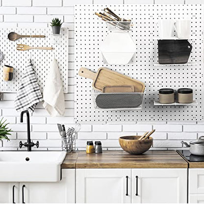 Sieral 6 Pieces Pegboard Baskets Wall Mount Wire Peg Board Baskets, White - color: White