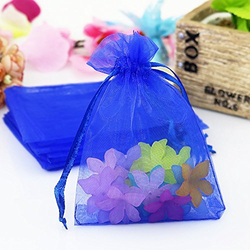 Wudygirl 100 PCS Organza Bags 4"x6" Gift Bags with Drawstring Blue - color: Blue, size: 4x6 IN