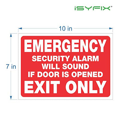 iSYFIX Emergency Exit Only Stickers, 10x7 Inch, 2 Pack, RED - color: Red