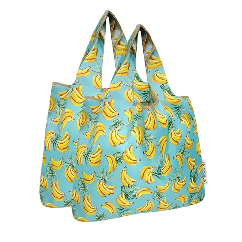 allydrew Medium Foldable Tote Nylon Reusable Grocery Bag (Set of 2) - color: Bananas