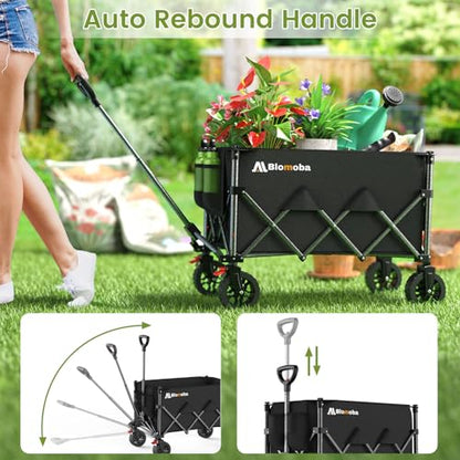 Blomoba Foldable Wagon, 220Lbs Capacity Utility Cart with Wide Wheels - color: Black, size: 150L