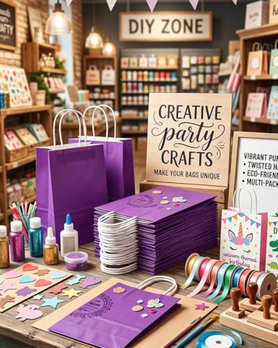 qiqee 24PCS Mini Gift Bag with Handles Bulk 4.5"x2.5"x6" Gift Bags Light Purple Bags Multiple Uses - color: Light Purple