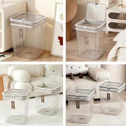 Bathroom Trach Can with Lid, 2.6 Gallon Grabage Can,Gray - color: white