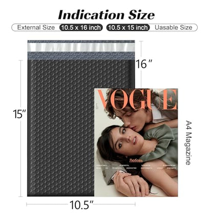Famagic Large Bubble Mailers 10.5x16 for Clothes Small Business, 25pc Black - color: Black, size: 10.5x16 25pcs