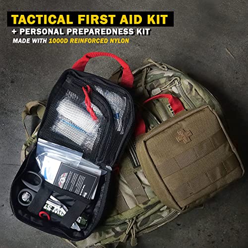 Everlit 180 Pieces Tactical First Aid Kit IFAK Molle EMT Pouch Outdoor Camping Emergency Kits for for Camping Boat Hunting Hiking Home Car Earthquake and Adventures - color: Coyote Brown