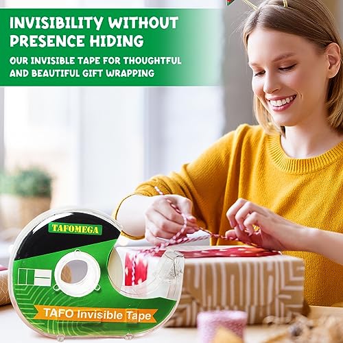 Invisible Clear Tape Bulk Rolls,12 Packs Gift Wrapping Tape with Dispenser - size: Invisible Tape, 12 Pack