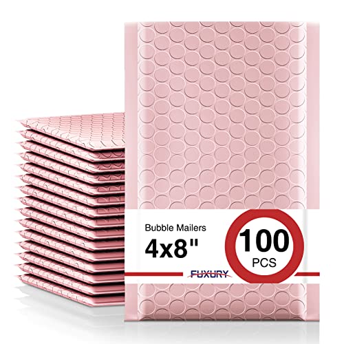 Fuxury Small Bubble Mailers 4x8" 100 Pack Light Pink Bubble Mailer - color: Light Pink, size: 4×8" 100PC