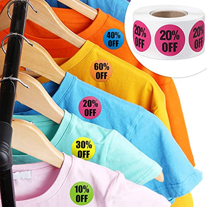 Tenare 6 Rolls/3000 Pcs Percent Off Sticker 10 to 60 Percent, Chic Style - style: Chic Color