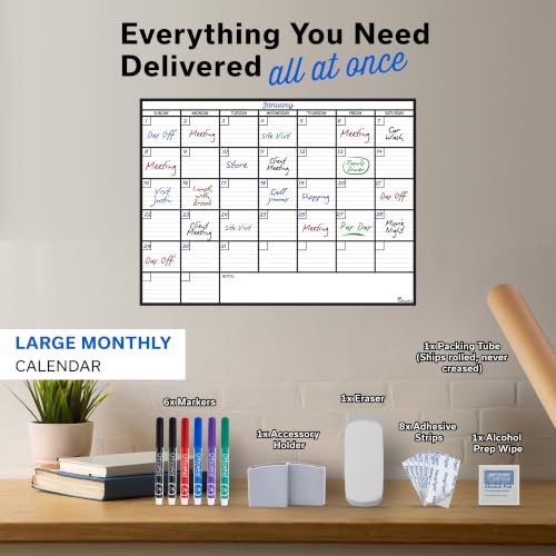 Large Dry Erase Calendar for Wall 36x48, Big Classroom Giant Month, Undated Reusable Family Monthly, Rolled Whiteboard White Board, Calendar Dry Erase Planner for Wall Erasable Large Office 48x36 - size: 48"W x 36"H