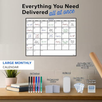 Large Dry Erase Calendar for Wall 36x48, Big Classroom Giant Month, Undated Reusable Family Monthly, Rolled Whiteboard White Board, Calendar Dry Erase Planner for Wall Erasable Large Office 48x36 - size: 48"W x 36"H