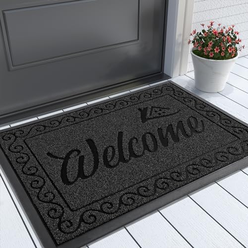 Yimobra Artificial Grass Welcome Mat, 29.5 x 17 in, Black - color: Black, size: 29.5x17 Inch