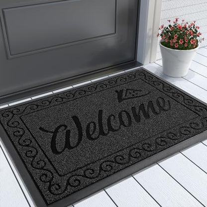 Yimobra Artificial Grass Welcome Mat, 29.5 x 17 in, Black - color: Black, size: 29.5x17 Inch