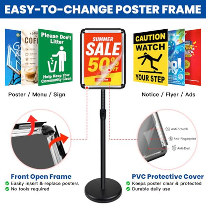 3Pack 8.5x11 Sign Holder Stand,Adjustable Floor Standing Sign Holder - color: Black, size: 8.5"x11"-3Pack