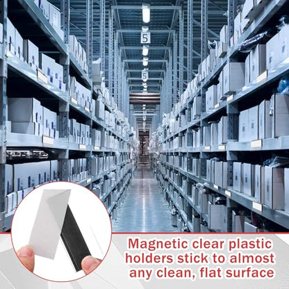 Fainne 50 Pcs Magnetic Shelf Label Holders, 1.25 x 3 Inches - size: 1.25 x 3 Inches