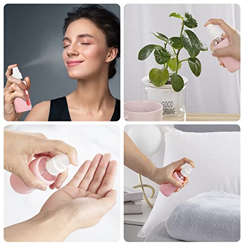 HOMBYS Empty Clear Glass 2oz Small Spray Bottles with Silicone Sleeve Protection - Refillable Containers for Travel, Cleaning Solutions, Essential Oils, Sanitizers - Fine Mist Spray - 4 Pack-Clear - color: Pink,White,Orange,Army Green