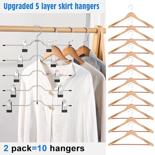 Pants Skirt Hangers with Clips 2 Pack 5 Tier