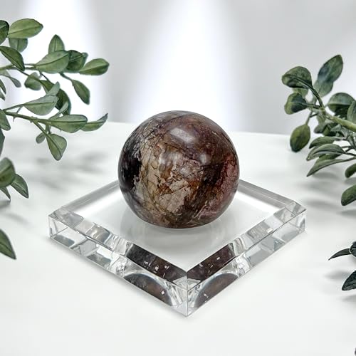 Plymor 3.5" W x 3.5" D Clear Square Egg/Sphere Base (1.875" Hole) - size: 3.5" x 3.5" x 0.75" (1.875 Dia.)