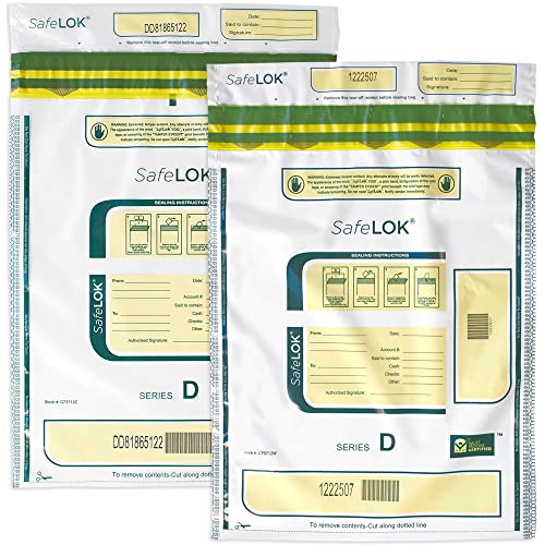 ControlTek SafeLok Tamper-Evident Deposit Bags, 12" x 16", White, 50 Bags