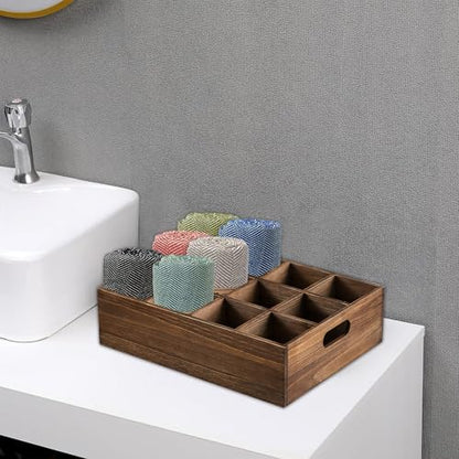 Rustic Wooden Crates for Storage 16 X 12 Inches, Carrying Handles - color: Wood (Each Slot: 3.54")