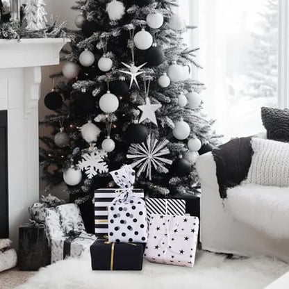 BEISHIDA 100 Sheets Black White Tissue Paper Bulk for Gift Wrapping Bags - color: 5bws100