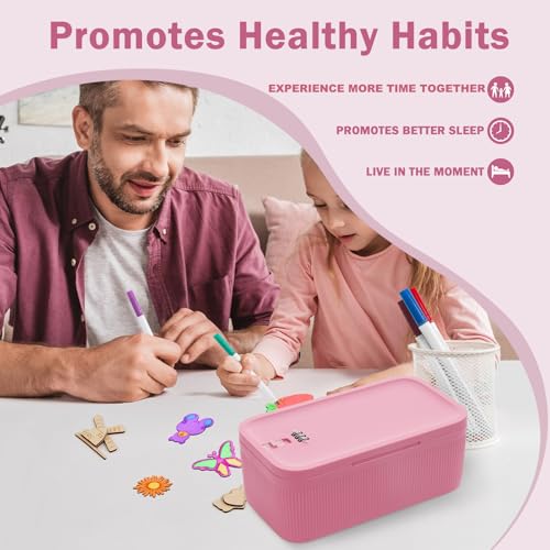 Lockable Storage Box, Small Lock Box with Combination Code for Phone/Medicine Safe/Food Home/Refrigerator/Office/Personal Items/Travel/Gift,9.25 x 5.04 x 3.62’’ - color: Pink