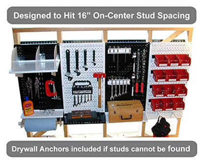 Wall Control Pegboard 32in x 16in Gray Metal Pegboard Tool Board Panel - color: Gray