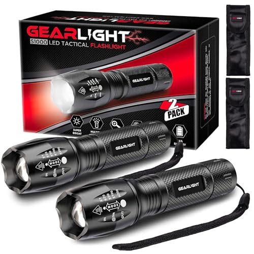 LED Flashlight High Lumens, Mini Tactical LED Flashlight 2 Pack, 5 Modes Zoomable Beam, Battery Powered (Batteries Not Included) for Camping, Hunting, Home & Emergency, Compact Small LED Flashlight - color: 2 Pack, (Batteries Not Included)