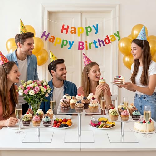 3 Pcs Clear Acrylic Dessert Stand Set, 3 Sizes Cupcake Display Stands for Wedding Birthday Party, Treats Buffet Risers for Cupcakes Cake Pastry Food