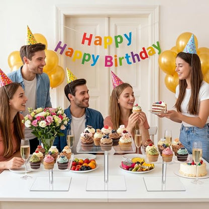 3 Pcs Clear Acrylic Dessert Stand Set, 3 Sizes Cupcake Display Stands for Wedding Birthday Party, Treats Buffet Risers for Cupcakes Cake Pastry Food
