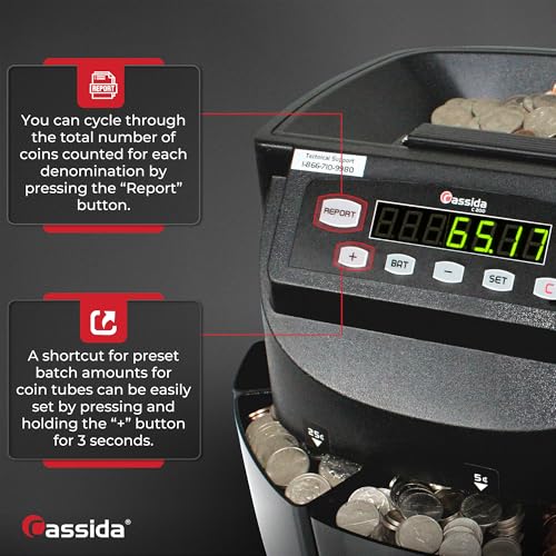 Cassida C200 Coin Sorter, Counter and Roller - size: Medium (300 coins)