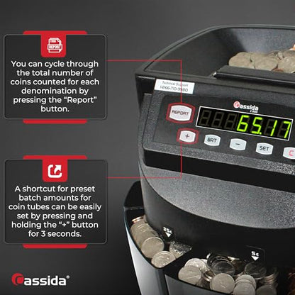 Cassida C200 Coin Sorter, Counter and Roller - size: Medium (300 coins)