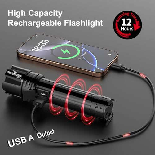 Flashlight 10000 High Lumens Rechargeable 30W Super Bright LED Flash Light