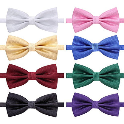 AUSKY 8 PACKS Elegant Adjustable Pre-tied Bow Ties for Men Boys (1&4&5&6&8 Pack for option) - color: C