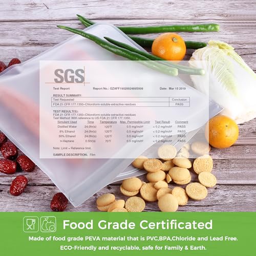 SPLF 9 Pack Reusable Gallon Freezer Bags Dishwasher Safe, Gray - color: Gray, size: 9 Pack-9 Gallon