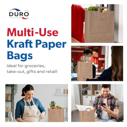 DURO 18072 70# Brown Grocery Bags with Handles, 12 x 7 x 14 In, 25 Ct - size: 1 Count (Pack of 25)