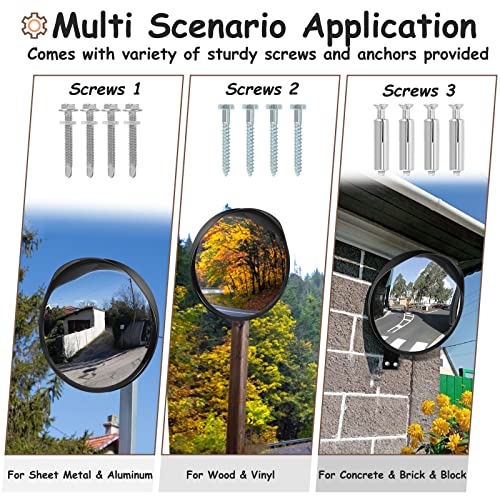 12" Security Mirror for Home, Adjustable Fixing Bracket - size: 12in with brim