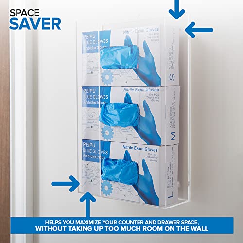 Stock Your Home Triple Acrylic Glove Dispenser, 2 Pack, Wall Mount