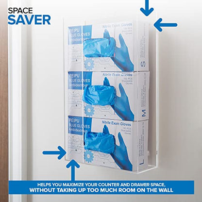 Stock Your Home Triple Acrylic Glove Dispenser, 2 Pack, Wall Mount
