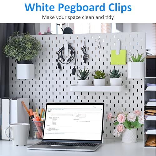 Pegboard Accessories Clips, White Pegboard Clips Metal Accessory, 20 Pcs